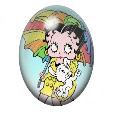 Cabochon en Verre Illustré Betty Boop 13x18, 18x25 ou 30x40mm pour la Création de Bijoux Fantaisie - DIY