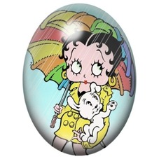 Cabochon en Verre Illustré Betty Boop sous son Parapluie 13x18, 18x25 ou 30x40mm pour la création de bijoux fantaisie - DIY