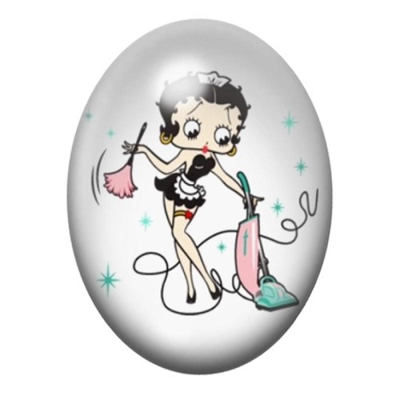 Cabochon en Verre Illustré Betty Boop 13x18, 18x25 ou 30x40mm