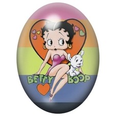 Cabochon en Verre Illustré Betty Boop avec son Chien sous l’Arc-en-ciel 13x18, 18x25 ou 30x40mm pour la création de bijoux fanta