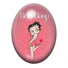 Cabochon en Verre Illustré Betty Boop en Robe Rose 13x18, 18x25 ou 30x40mm pour la création de bijoux fantaisie - DIY