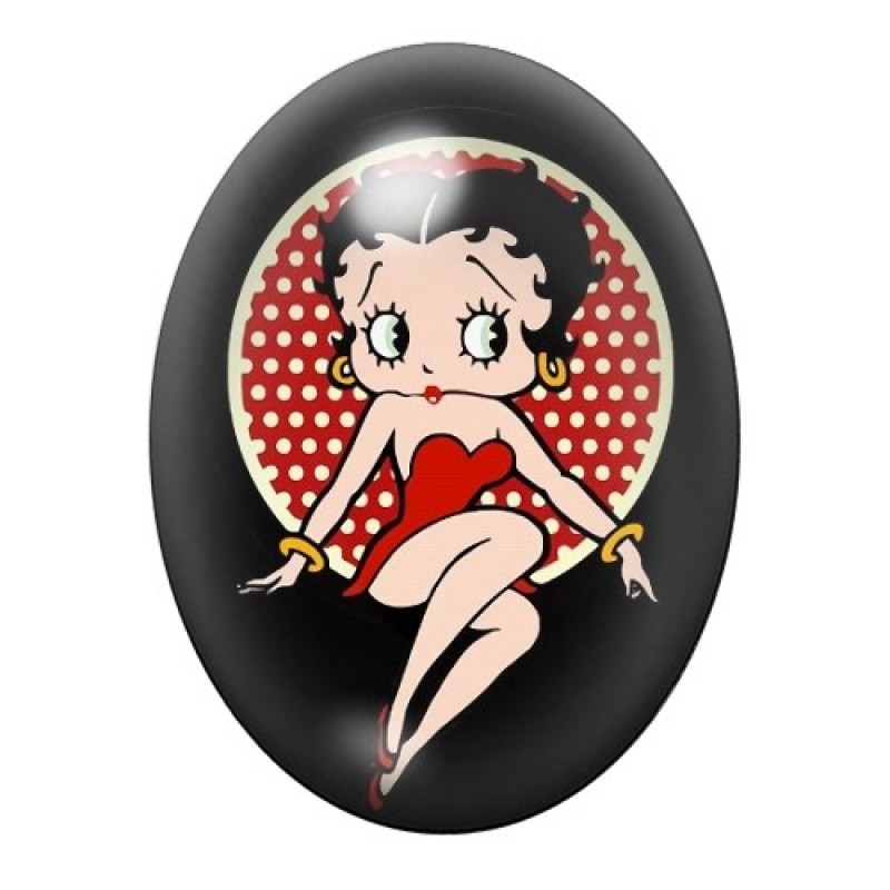 Cabochon en Verre Illustré Betty Boop 13x18, 18x25 ou 30x40mm