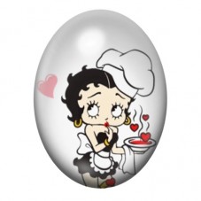 Cabochon en Verre Illustré Betty Boop Pâtissière 13x18, 18x25 ou 30x40mm pour la création de bijoux fantaisie - DIY