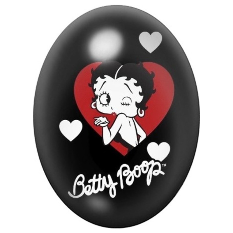 Cabochon en Verre Illustré Betty Boop au Cœur Rouge 13x18, 18x25 ou 30x40mm