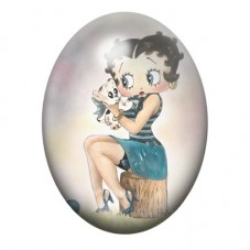 Cabochon en Verre Illustré Betty Boop avec son Petit Chien 13x18, 18x25 ou 30x40mm pour la création de bijoux fantaisie - DIY