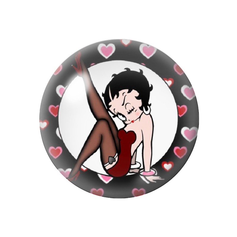 Cabochon en Verre Illustré Pin-up Betty Boop 12 à 25mm