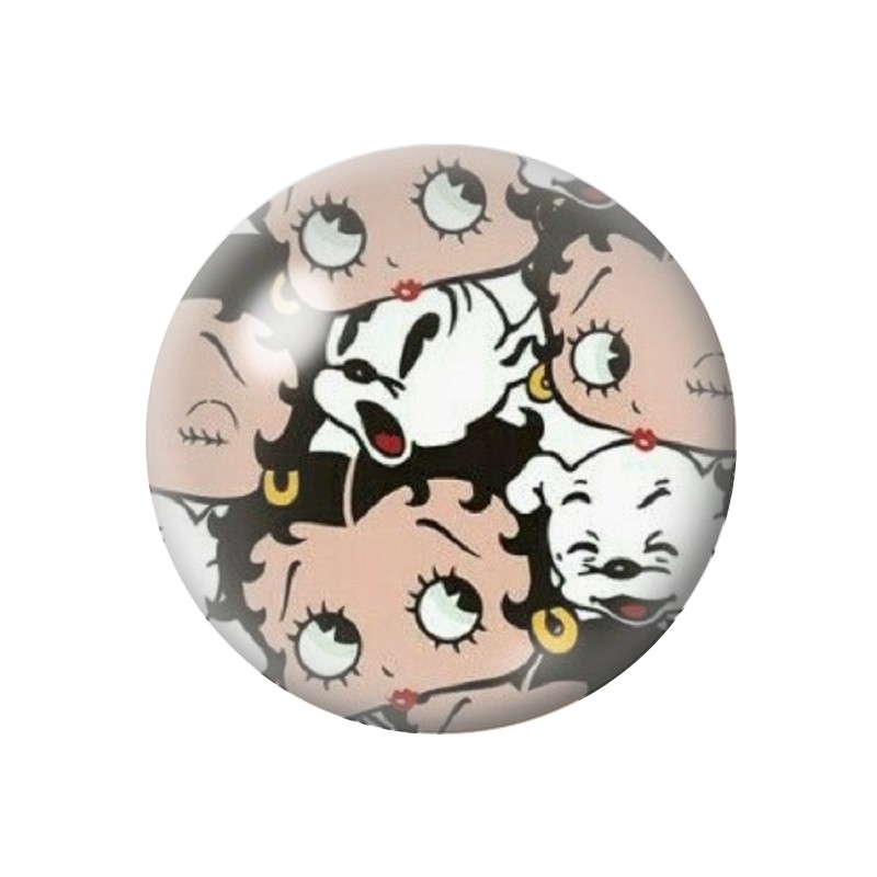 Cabochon en Verre Illustré Pin-up Betty Boop 12 à 25mm