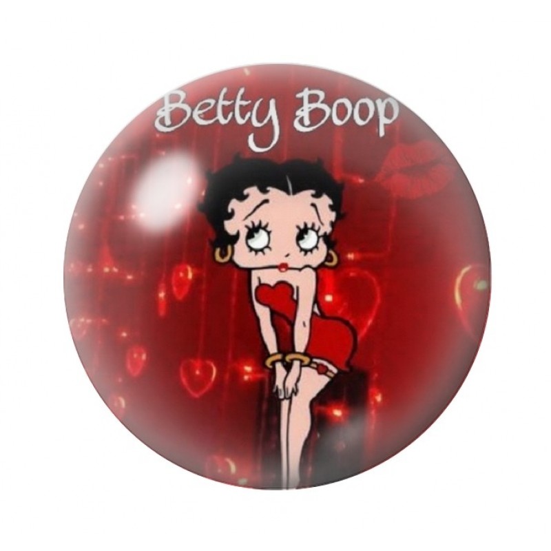 Cabochon en Verre Illustré Pin-up Betty Boop 12 à 25mm