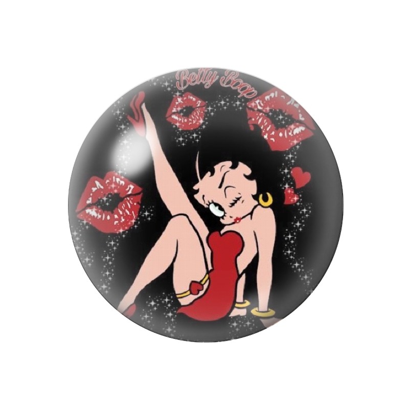 Cabochon en Verre Illustré Pin-up Betty Boop 12 à 25mm
