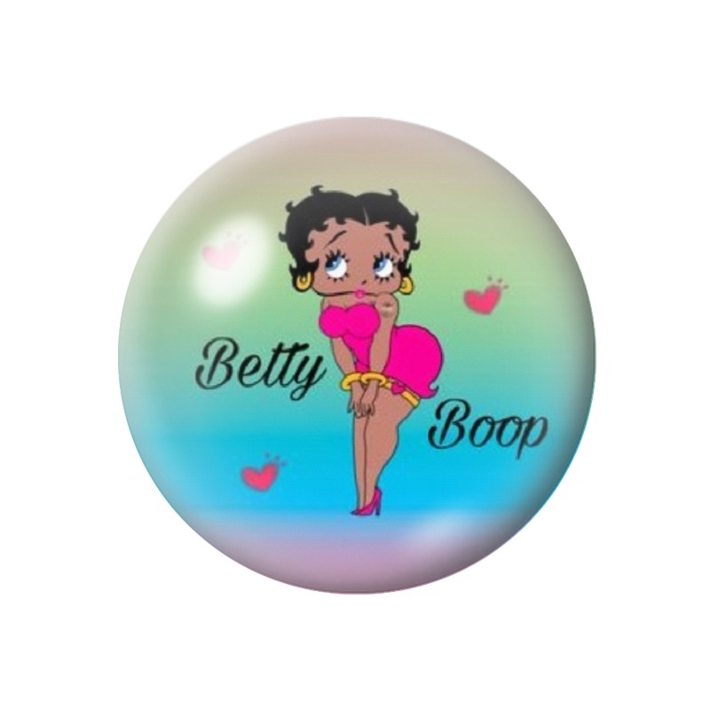 Cabochon en Verre Illustré Pin-up Betty Boop 12 à 25mm