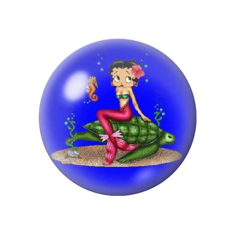 Cabochon en Verre Illustré Pin-up Betty Boop 12 à 25mm
