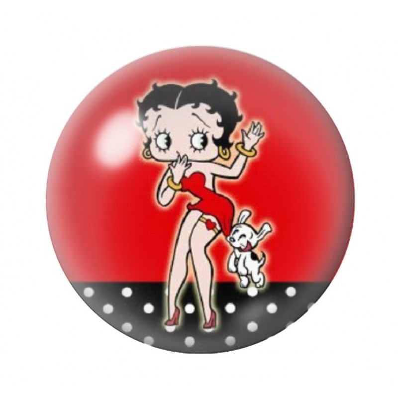 Cabochon en Verre Illustré Pin-up Betty Boop 12 à 25mm
