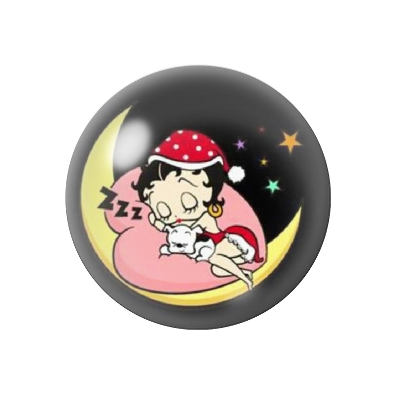 Cabochon en Verre Illustré Pin-up Betty Boop 12 à 25mm