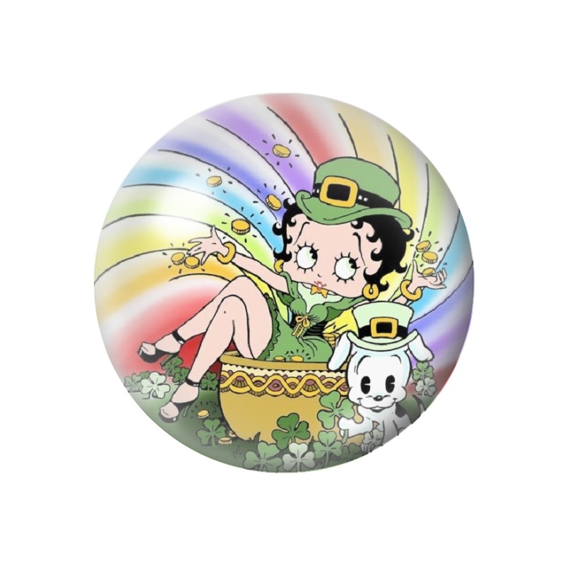 Cabochon en Verre Illustré Pin-up Betty Boop 12 à 25mm