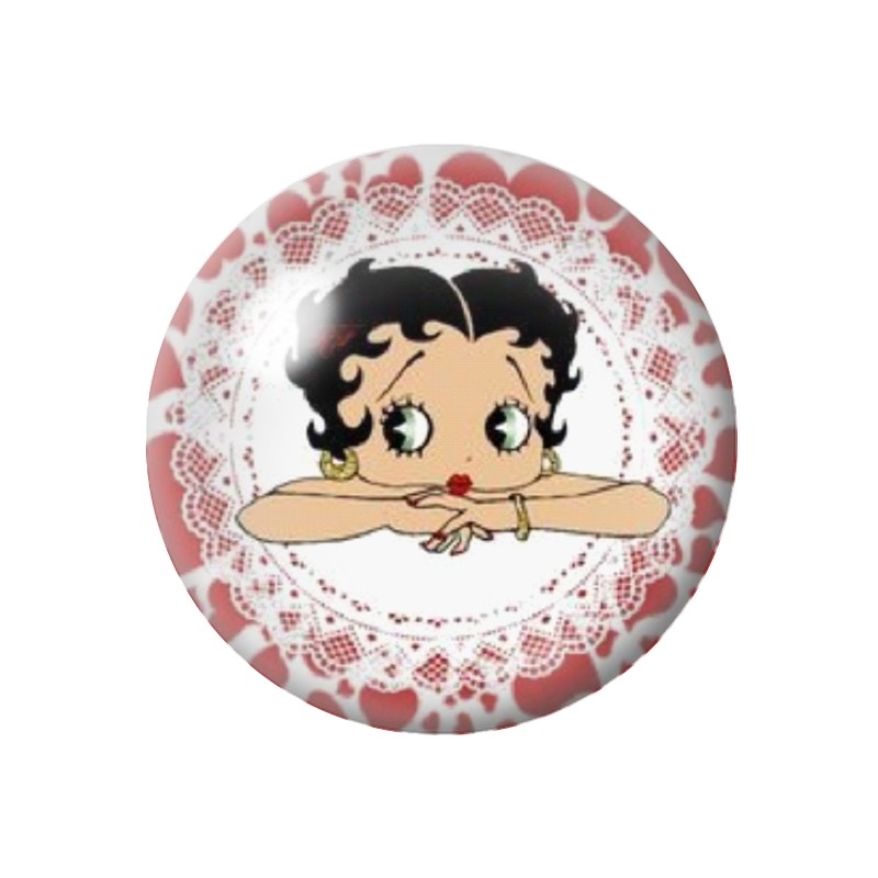 Cabochon en Verre Illustré Pin-up Betty Boop 12 à 25mm