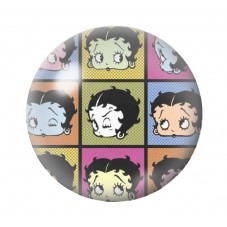 Cabochon en Verre Illustré Pin-up Betty Boop 12 à 25mm pour la Création de Bijoux Fantaisie - DIY