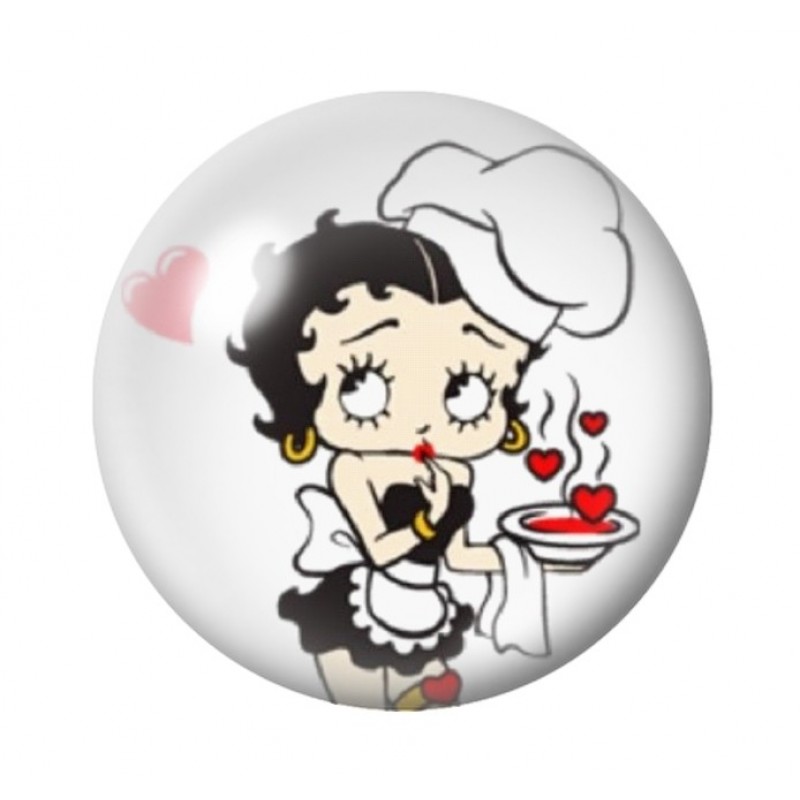 Cabochon en Verre Illustré Pin-up Betty Boop 12 à 25mm