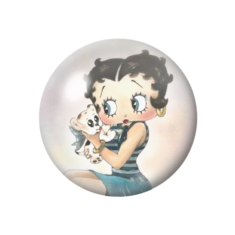 Cabochon en Verre Illustré Pin-up Betty Boop 12 à 25mm