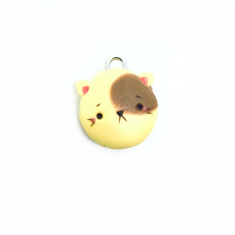 Breloque Macaron Chat en Pâte Polymère Fimo 15mm