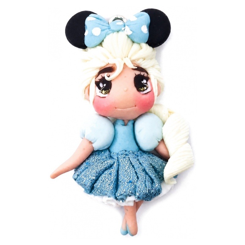 Breloque Chibi Poupée Princesse en Pâte Polymère 50mm