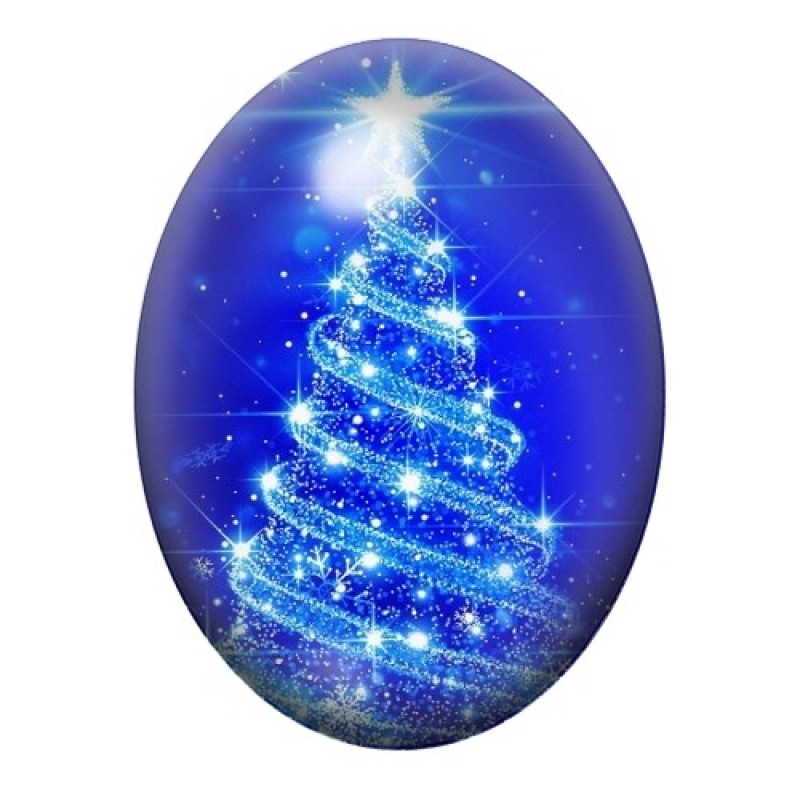 Cabochon en Verre Illustré Sapin de Noël 13x18, 18x25 ou 30x40mm