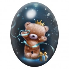 Cabochon en Verre Illustré Ourson Couronné au Chocolat Chaud 13x18, 18x25 ou 30x40mm pour la création de bijoux fantaisie - DIY