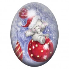 Cabochon en Verre Illustré Éléphant sur une Boule de Noël Rouge 13x18, 18x25 ou 30x40mm pour la création de bijoux fantaisie - D