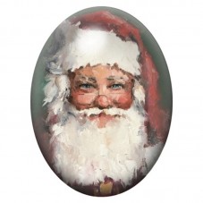 Cabochon en Verre Illustré Portrait Souriant du Père Noël 13x18, 18x25 ou 30x40mm pour la création de bijoux fantaisie - DIY