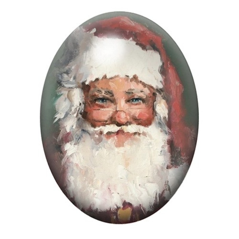 Cabochon en Verre Illustré Père-Noël 13x18, 18x25 ou 30x40mm