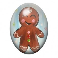 Cabochon en Verre Illustré Bonhomme en Pain d’Épices Souriant 13x18, 18x25 ou 30x40mm pour la création de bijoux fantaisie - DIY