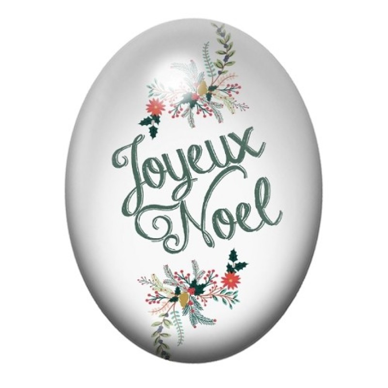 Cabochon en Verre Illustré Joyeux Noël 13x18, 18x25 ou 30x40mm