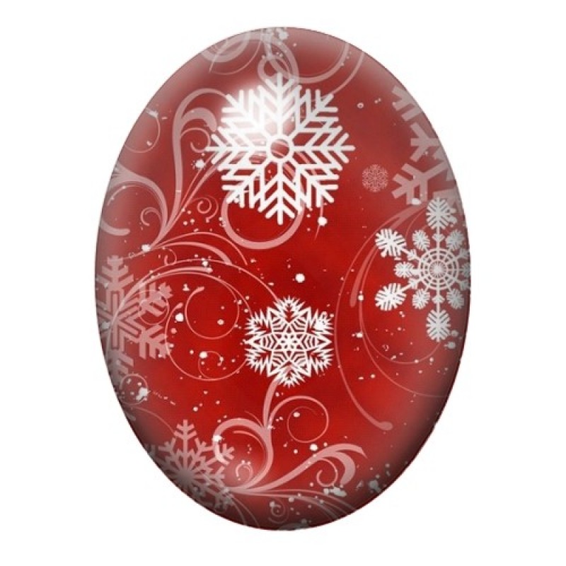 Cabochon en Verre Illustré Flocons de Neige Noël 13x18, 18x25 ou 30x40mm