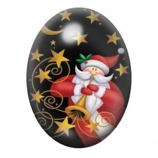 Cabochon en Verre Illustré Père Noël parmi les Étoiles Dorées 13x18, 18x25 ou 30x40mm pour la création de bijoux fantaisie - DIY