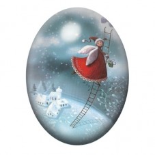 Cabochon en Verre Illustré Ange au-dessus du Village Enneigé 13x18, 18x25 ou 30x40mm pour la création de bijoux fantaisie - DIY