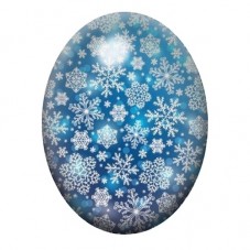 Cabochon en Verre Illustré Nuée de Flocons Blancs sur Fond Bleu 13x18, 18x25 ou 30x40mm pour la création de bijoux fantaisie - D