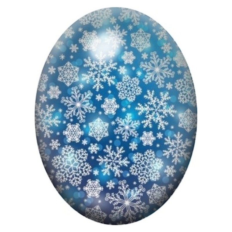 Cabochon en Verre Illustré Nuée de Flocons Blancs sur Fond Bleu 13x18, 18x25 ou 30x40mm