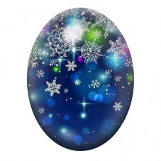 Cabochon en Verre Illustré Flocons Multicolores sur Fond Bleu Nuit 13x18, 18x25 ou 30x40mm pour la création de bijoux fantaisie 