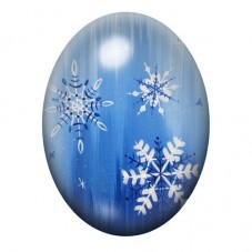 Cabochon en Verre Illustré Grands Flocons sur Fond Bleu 13x18, 18x25 ou 30x40mm pour la création de bijoux fantaisie - DIY