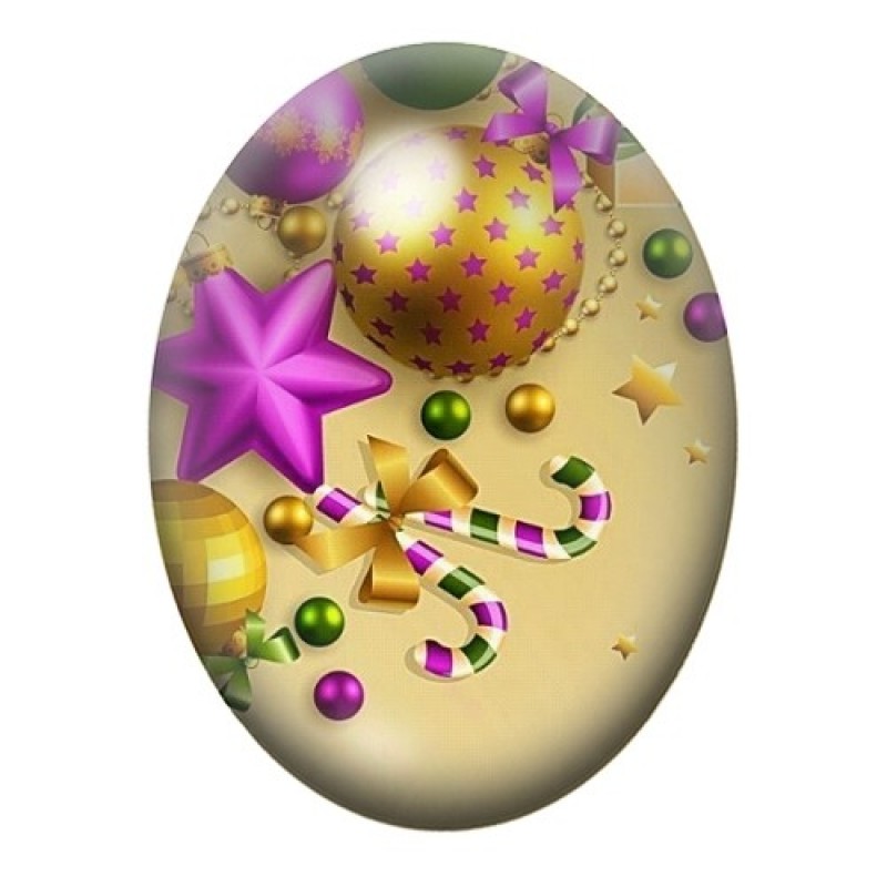 Cabochon en Verre Illustré Boules de Noël 13x18, 18x25 ou 30x40mm