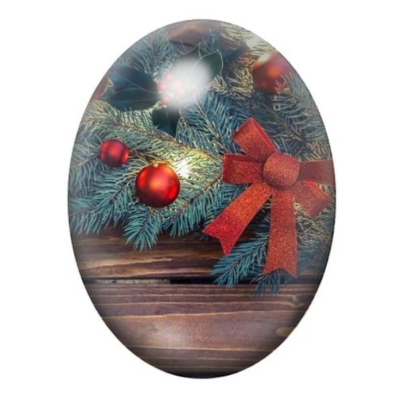 Cabochon en Verre Illustré Branche Sapin de Noël 13x18, 18x25 ou 30x40mm