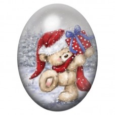 Cabochon en Verre Illustré Ourson au Bonnet avec Cadeau 13x18, 18x25 ou 30x40mm pour la création de bijoux fantaisie - DIY