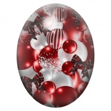 Cabochon en Verre Illustré Boules Rouges et Blanches de Noël 13x18, 18x25 ou 30x40mm pour la création de bijoux fantaisie - DIY