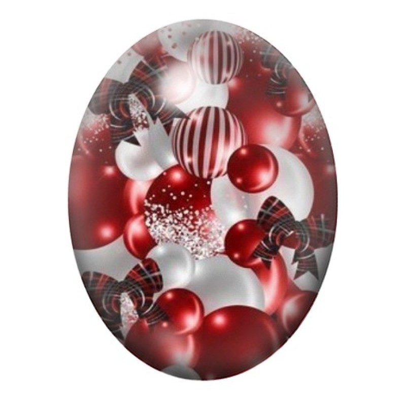 Cabochon en Verre Illustré Boules de Noël 13x18, 18x25 ou 30x40mm