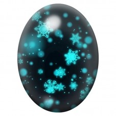 Cabochon en Verre Illustré Flocons Turquoise dans la Nuit 13x18, 18x25 ou 30x40mm pour la création de bijoux fantaisie - DIY