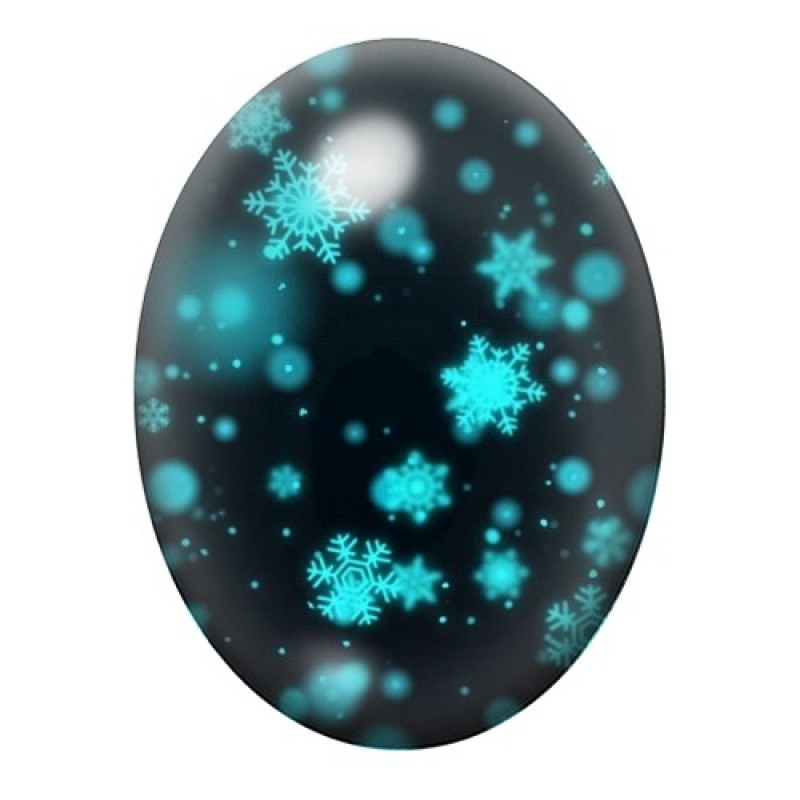 Cabochon en Verre Illustré Flocons de Neige Noël 13x18, 18x25 ou 30x40mm