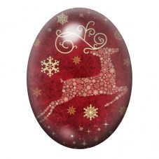Cabochon en Verre Illustré Renne de Noël 13x18, 18x25 ou 30x40mm pour la Création de Bijoux Fantaisie - DIY