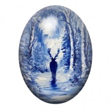 Cabochon en Verre Illustré Renne de Noël 13x18, 18x25 ou 30x40mm pour la Création de Bijoux Fantaisie - DIY