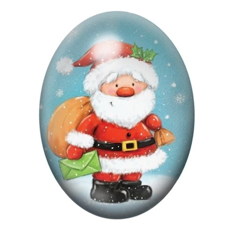 Cabochon en Verre Illustré Père-Noël 13x18, 18x25 ou 30x40mm