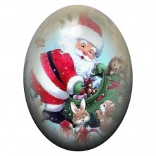 Cabochon en Verre Illustré Père Noël avec les Animaux de la Forêt 13x18, 18x25 ou 30x40mm pour la création de bijoux fantaisie -