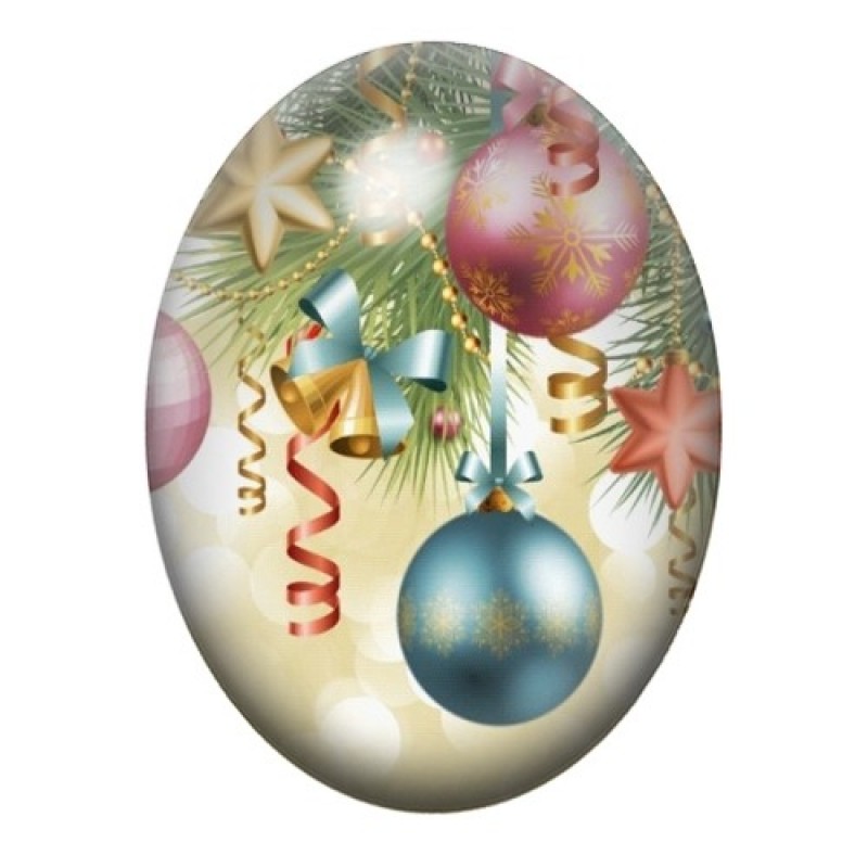 Cabochon en Verre Illustré Boules de Noël 13x18, 18x25 ou 30x40mm